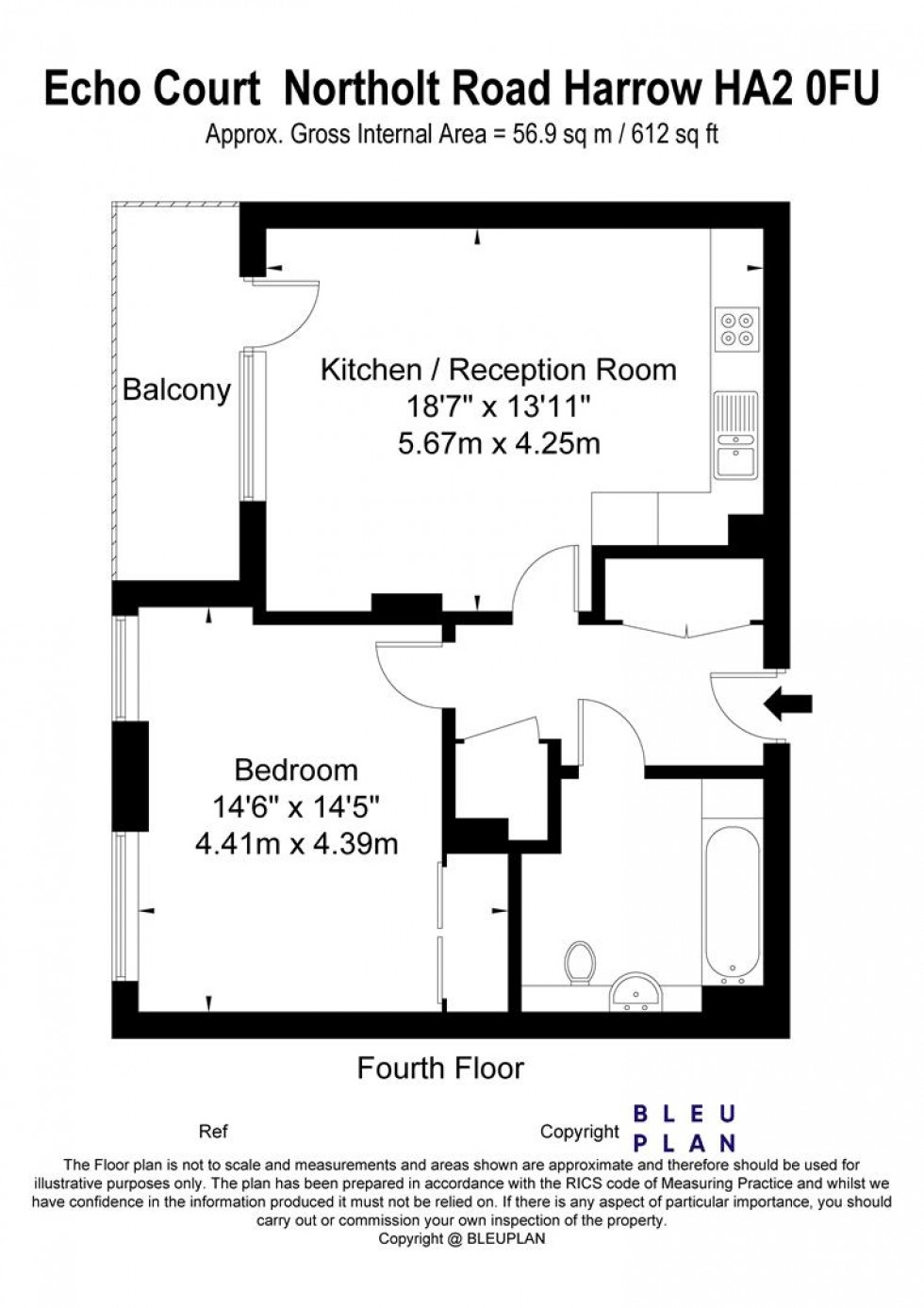 Floorplan for Echo Court, Northolt Road, South Harrow, HA2 0FU