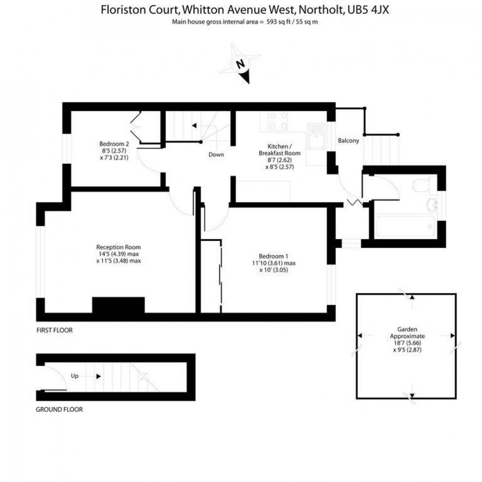 Floorplan for Floriston Court, Whitton Avenue West, Northolt, UB5 4JX