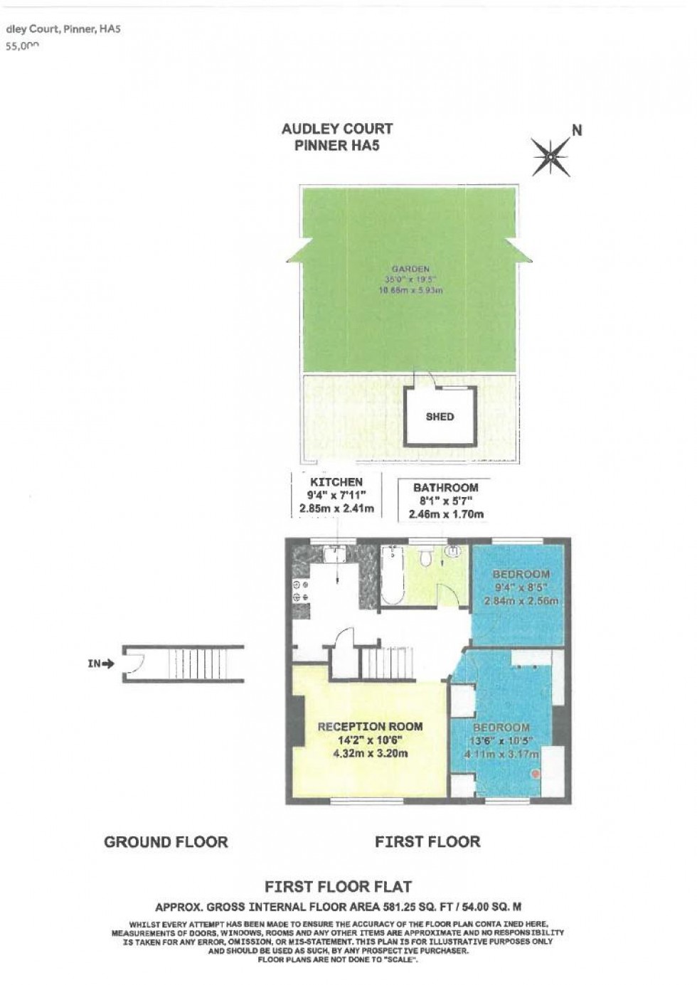 Floorplan for Audley Court, Pinner, HA5 3TQ